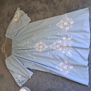 CARO HONOLULU blue embroidered dress XxL (P011)
